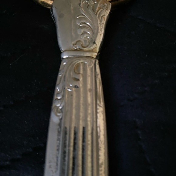 Vintage Antique Victorian Floral Hand MCM Mirror Gold Brass Silver Toned 14”x 5 - Picture 13 of 15